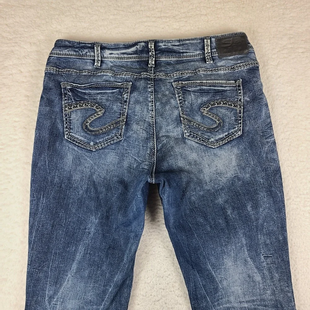 Silver Jeans Womens 18x31 Blue Suki High Slim Boot Denimotion Dark Wash Denim *